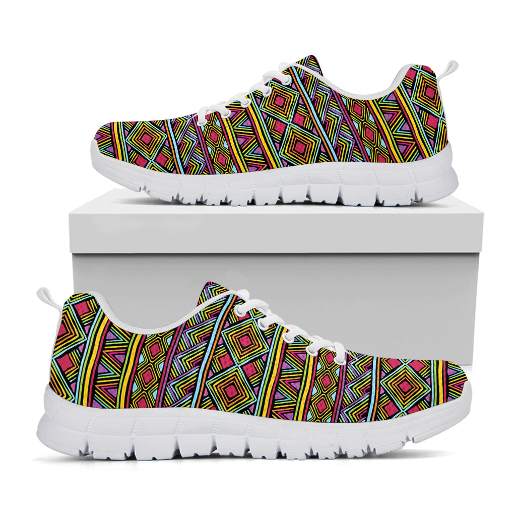 Colorful African Inspired Pattern Print White Sneakers