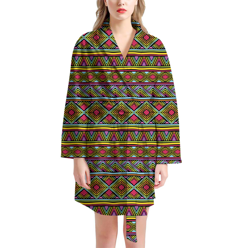 Colorful African Inspired Pattern Print Women's Bathrobe