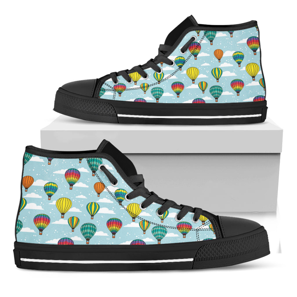 Colorful Air Balloon Pattern Print Black High Top Shoes