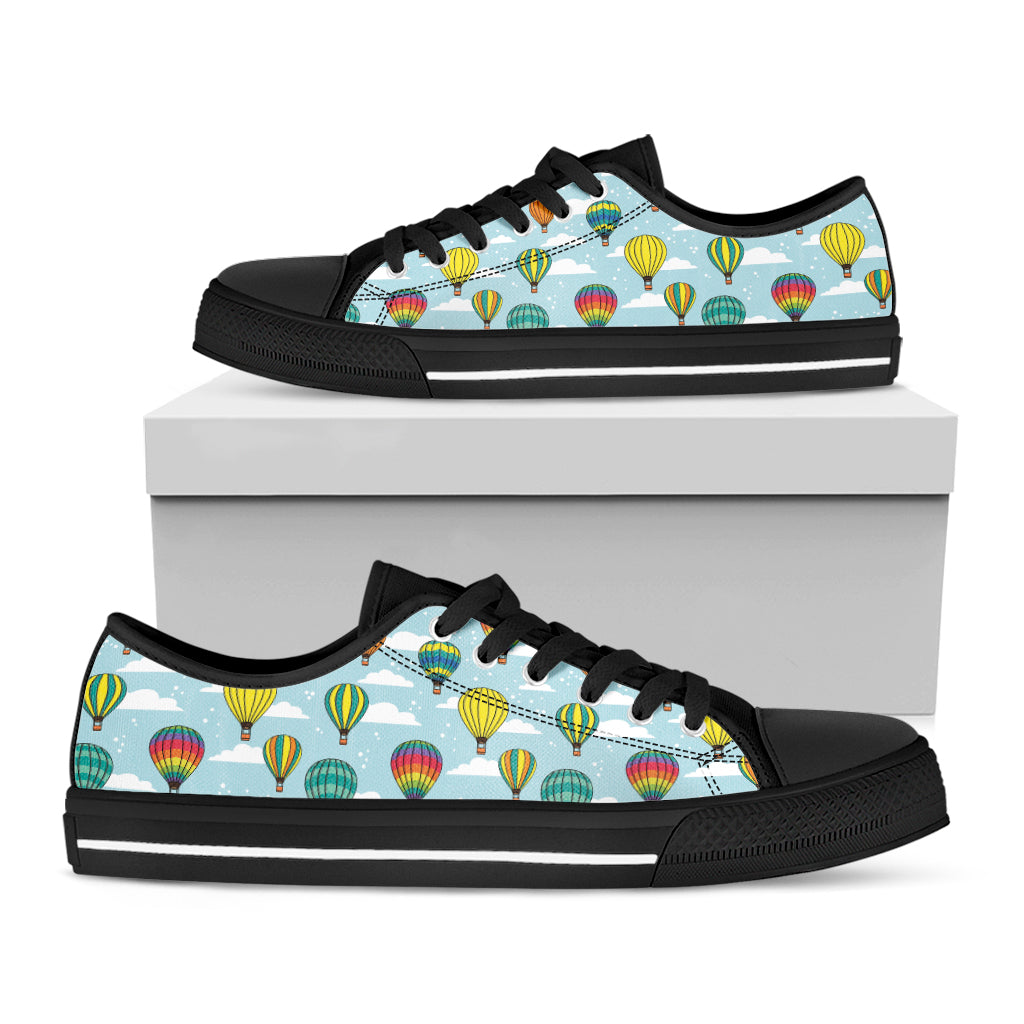 Colorful Air Balloon Pattern Print Black Low Top Shoes