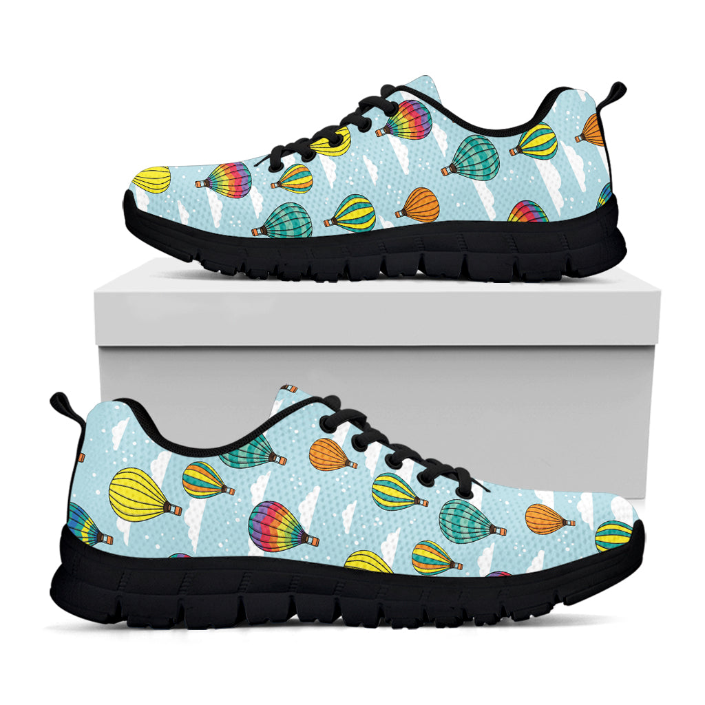 Colorful Air Balloon Pattern Print Black Sneakers