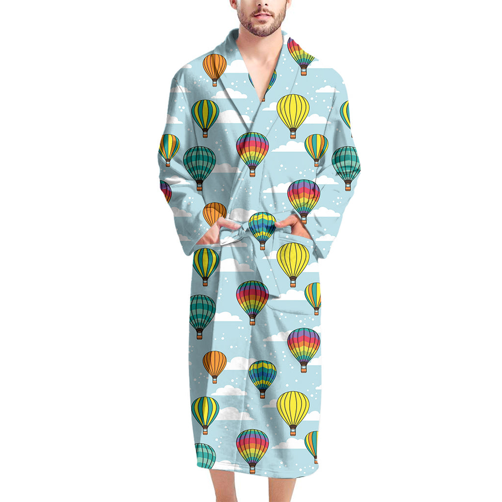 Colorful Air Balloon Pattern Print Men's Bathrobe