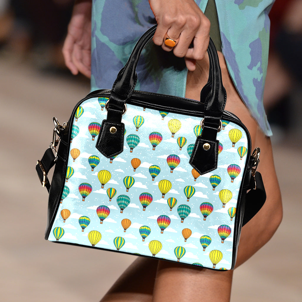 Colorful Air Balloon Pattern Print Shoulder Handbag