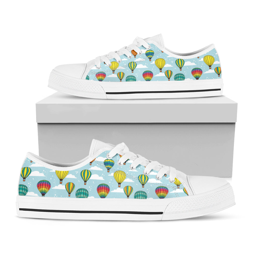 Colorful Air Balloon Pattern Print White Low Top Shoes