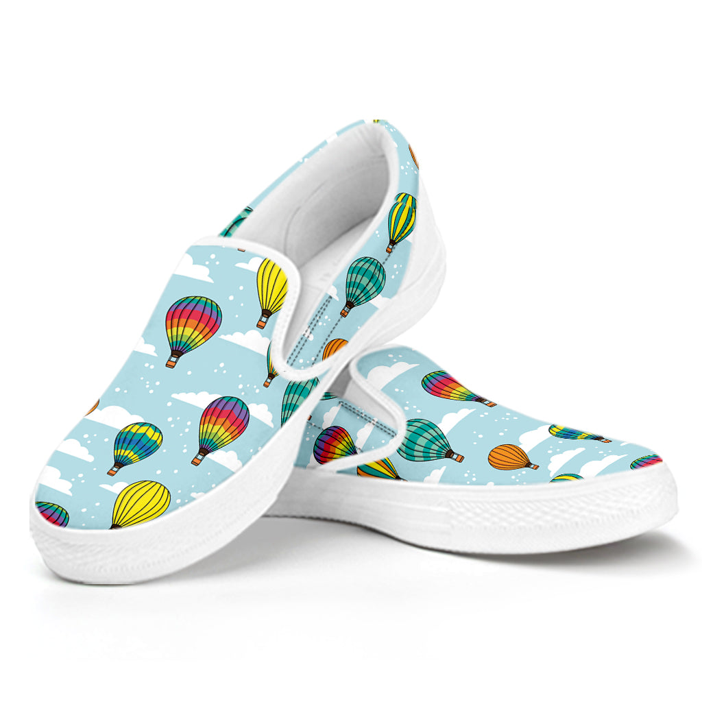 Colorful Air Balloon Pattern Print White Slip On Shoes