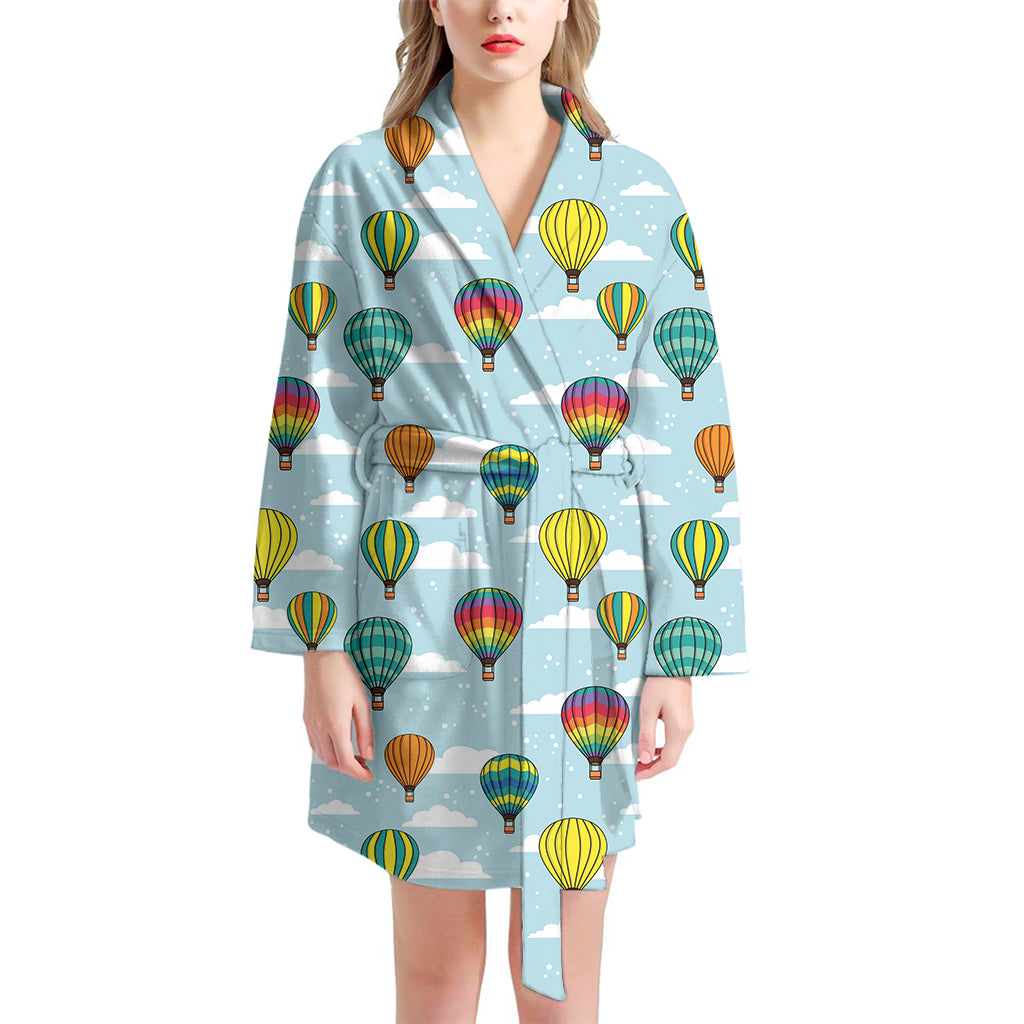 Colorful Air Balloon Pattern Print Women's Bathrobe