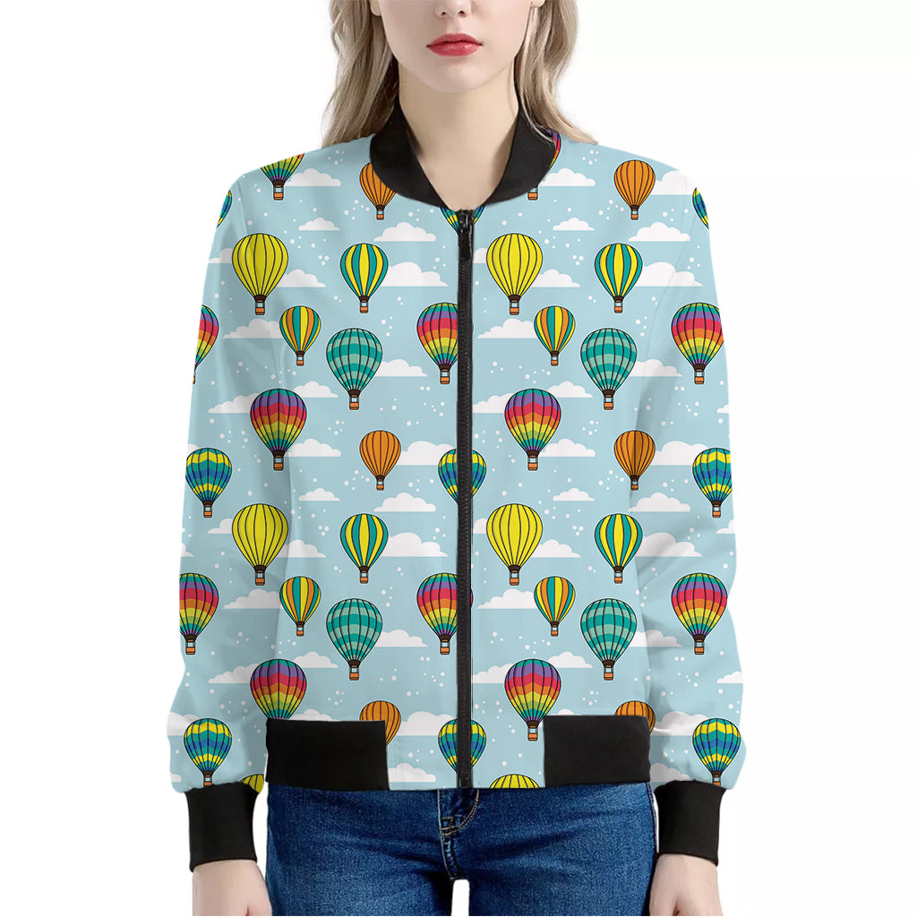 Colorful Air Balloon Pattern Print Women's Bomber Jacket