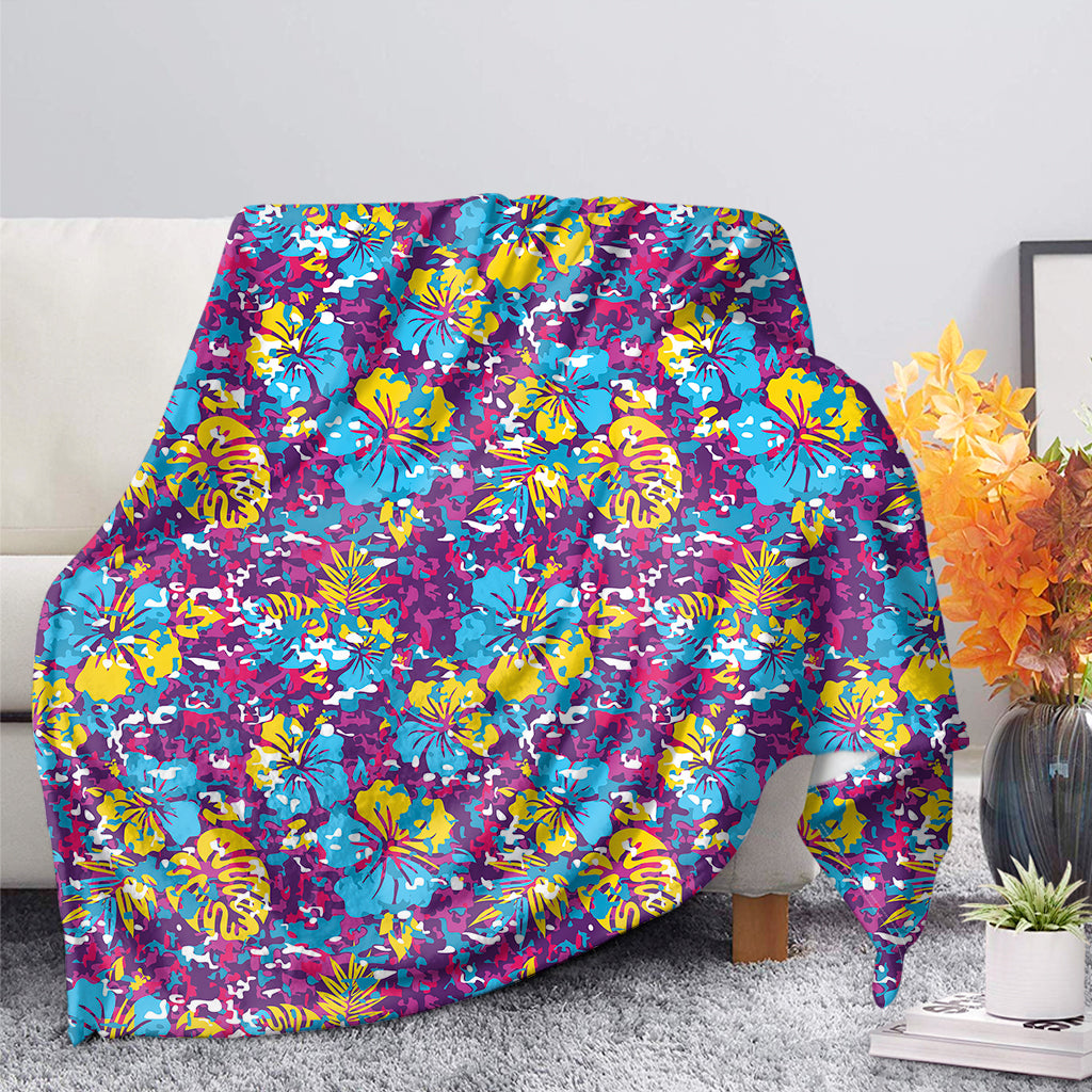 Colorful Aloha Camouflage Flower Print Blanket