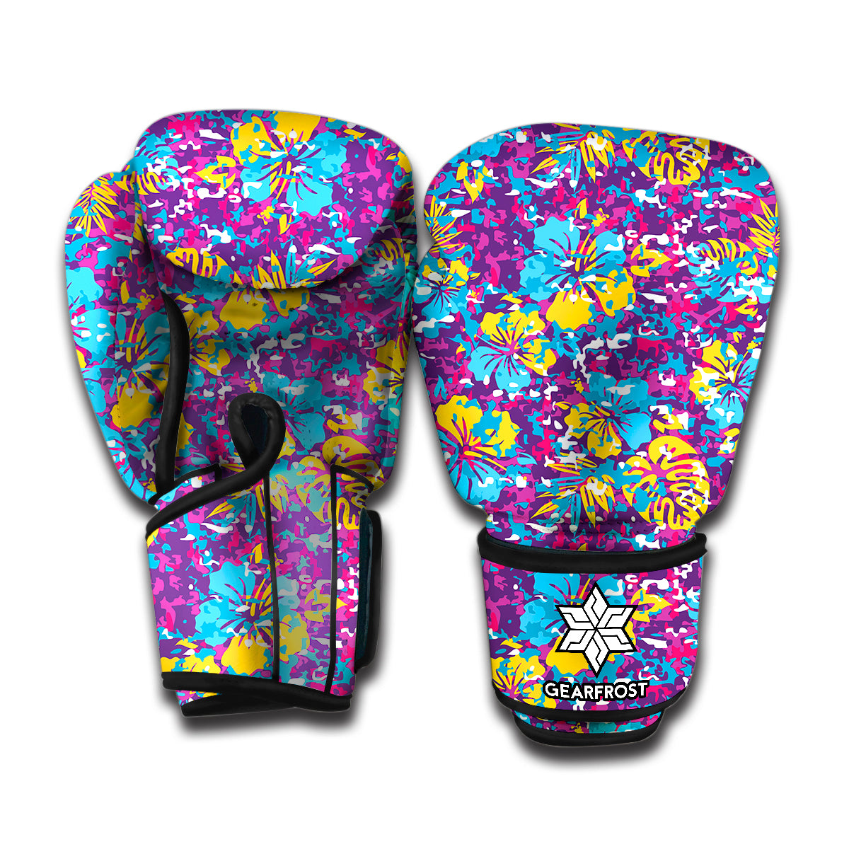 Colorful Aloha Camouflage Flower Print Boxing Gloves