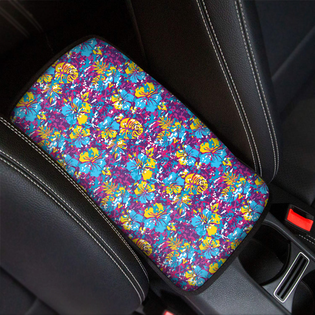 Colorful Aloha Camouflage Flower Print Car Center Console Cover