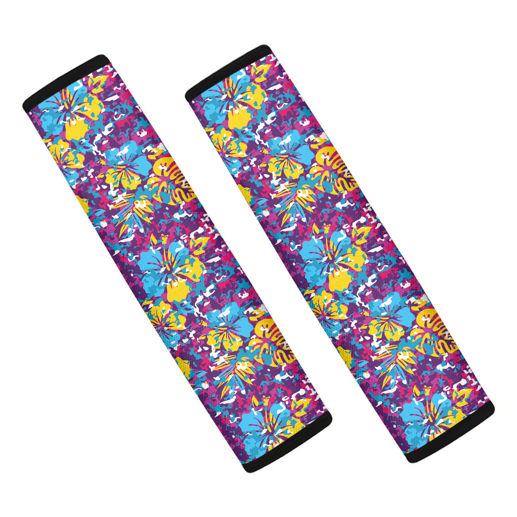 Colorful Aloha Camouflage Flower Print Car Seat Belt Covers