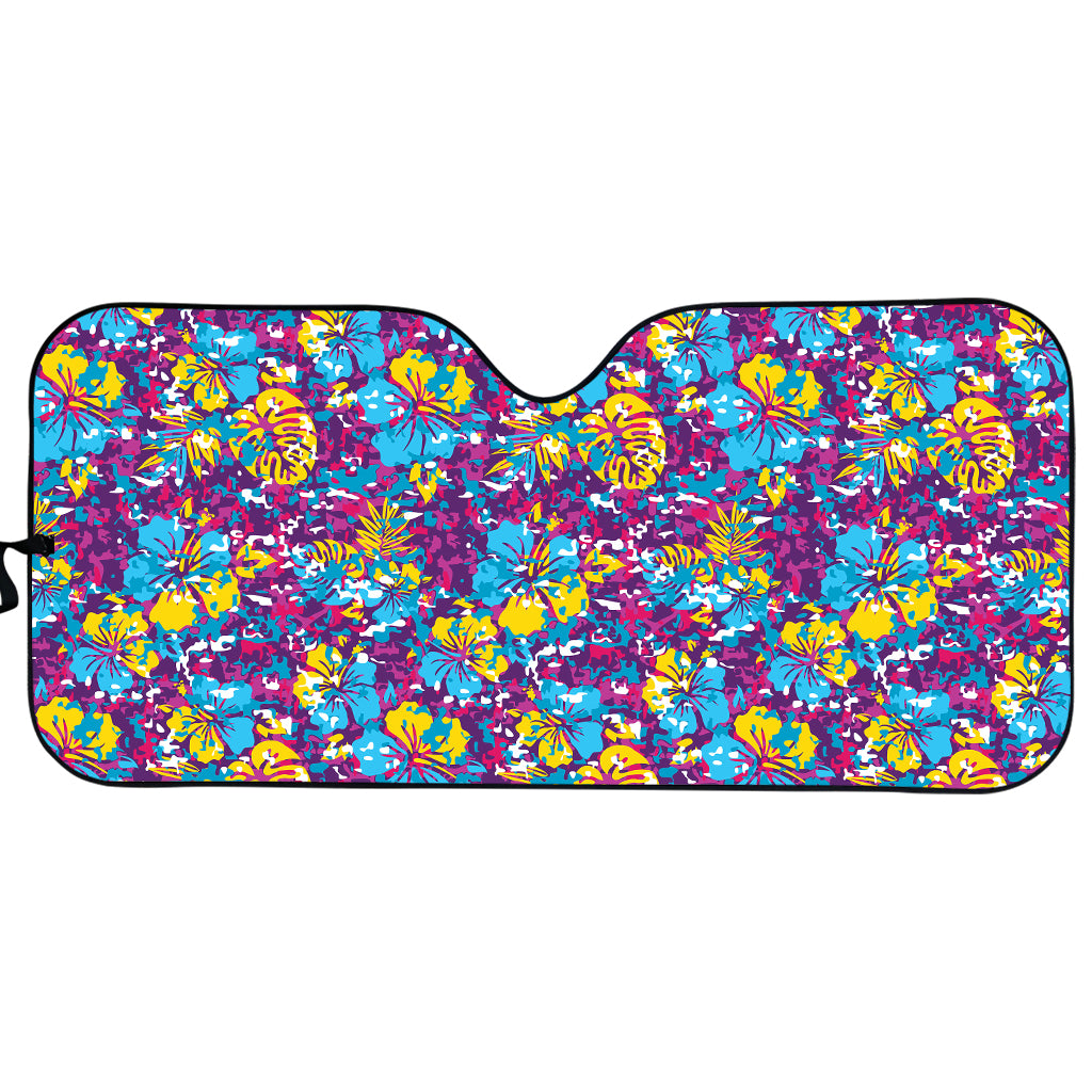 Colorful Aloha Camouflage Flower Print Car Sun Shade