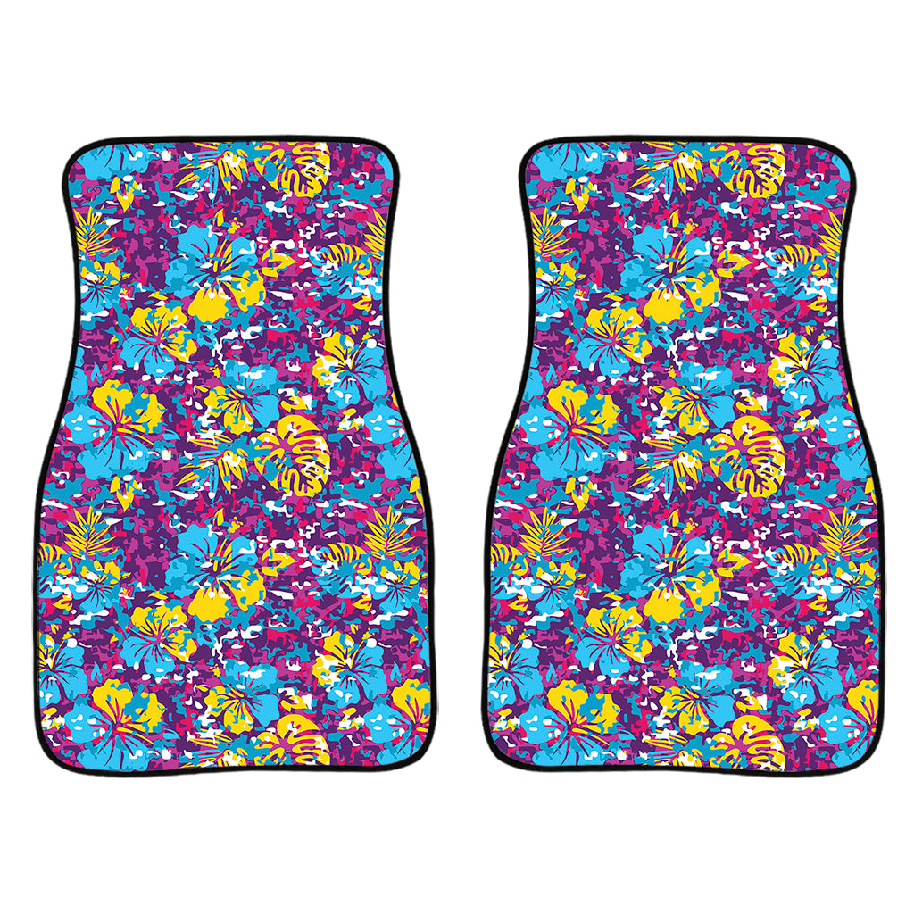 Colorful Aloha Camouflage Flower Print Front Car Floor Mats