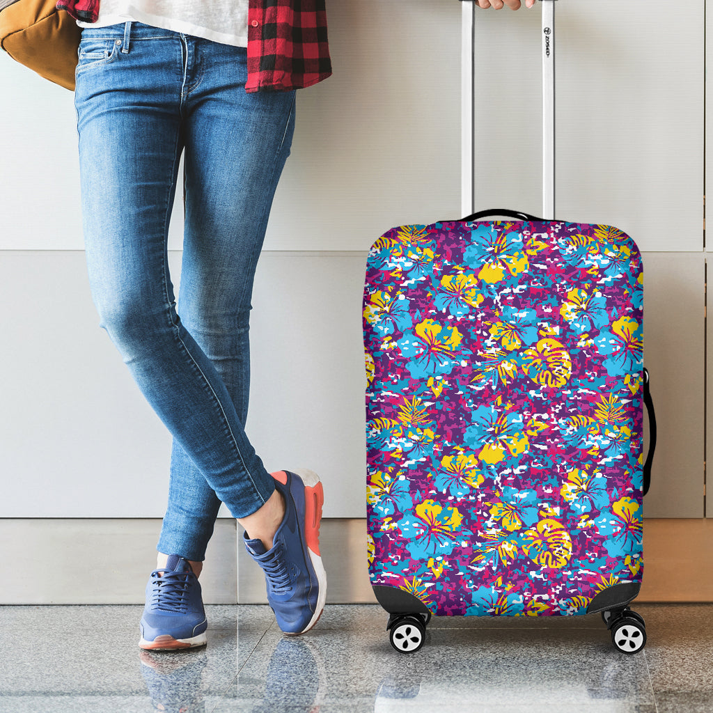 Colorful Aloha Camouflage Flower Print Luggage Cover