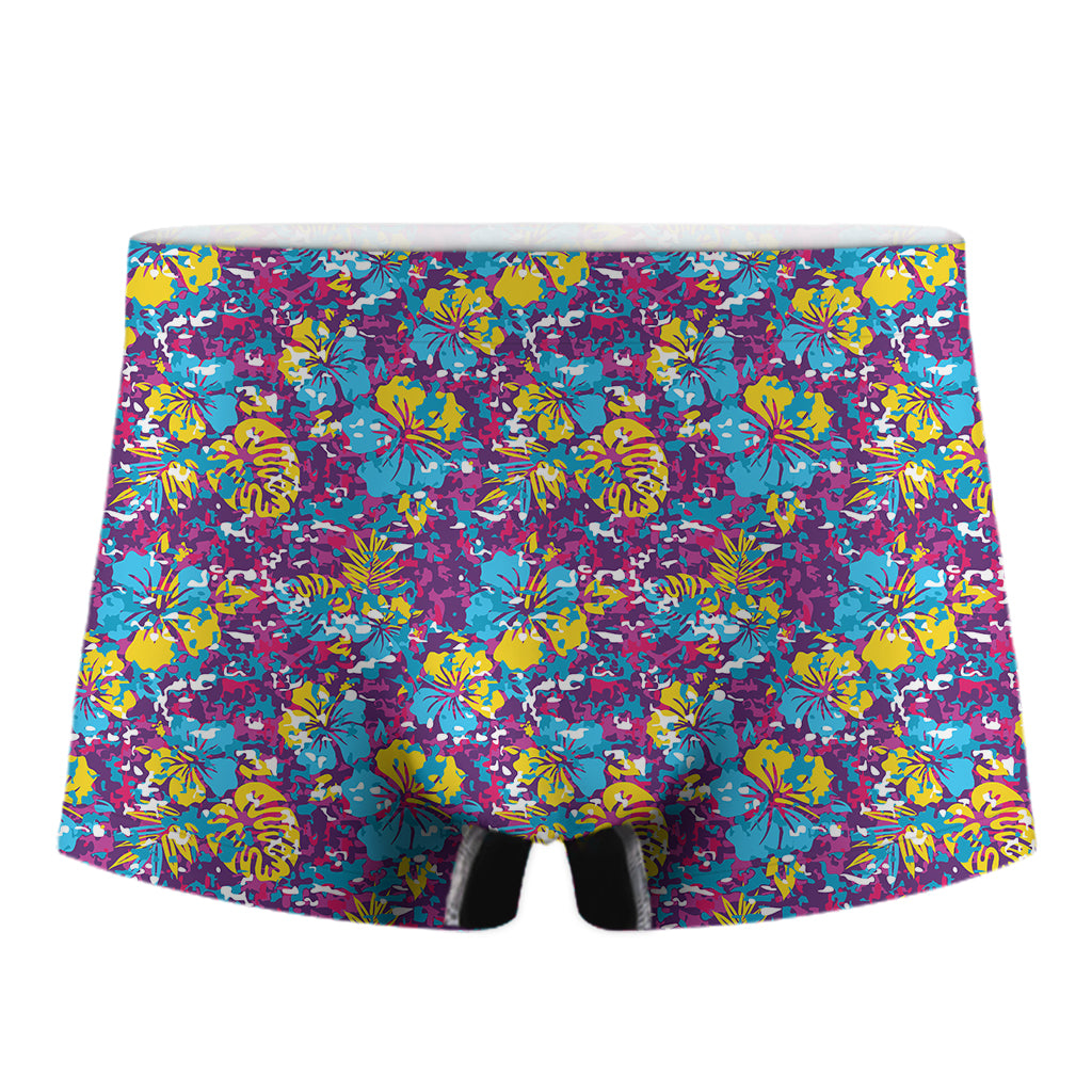 Colorful Aloha Camouflage Flower Print Men's Boxer Briefs