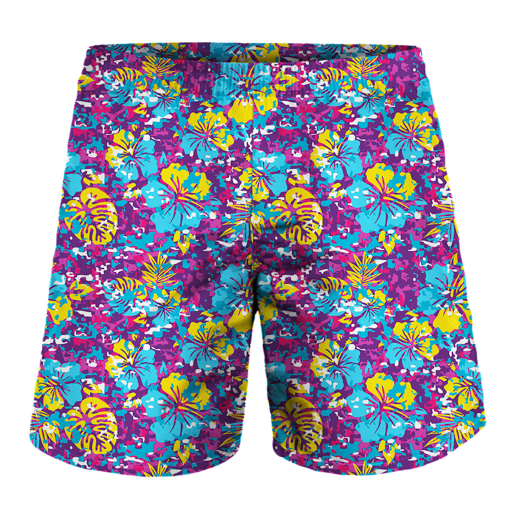 Colorful Aloha Camouflage Flower Print Men's Shorts