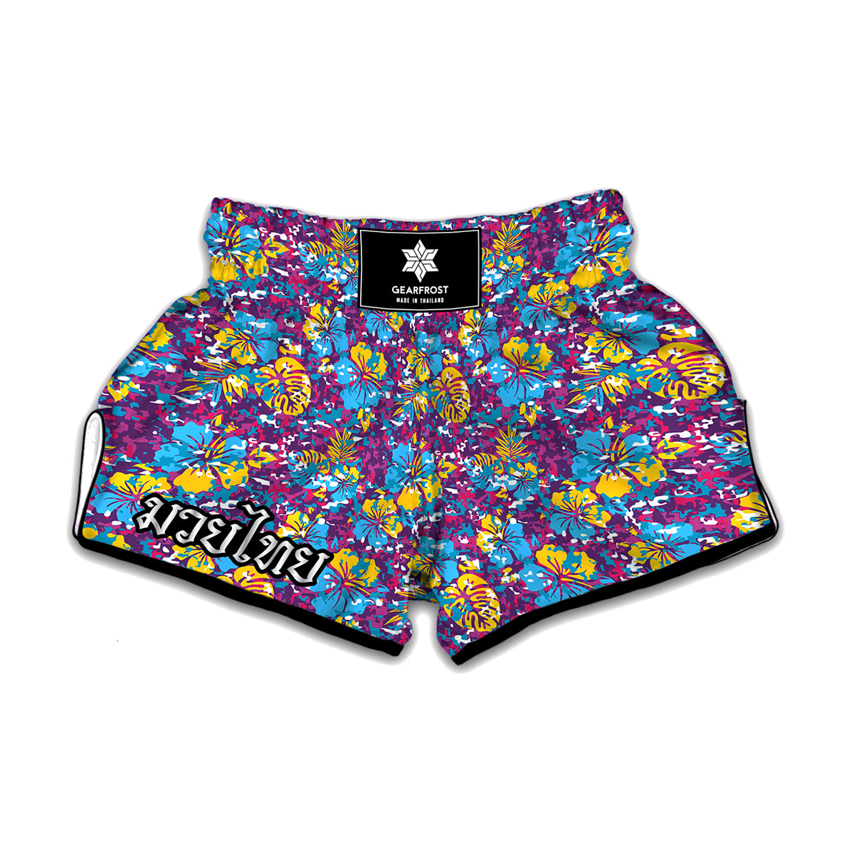 Colorful Aloha Camouflage Flower Print Muay Thai Boxing Shorts