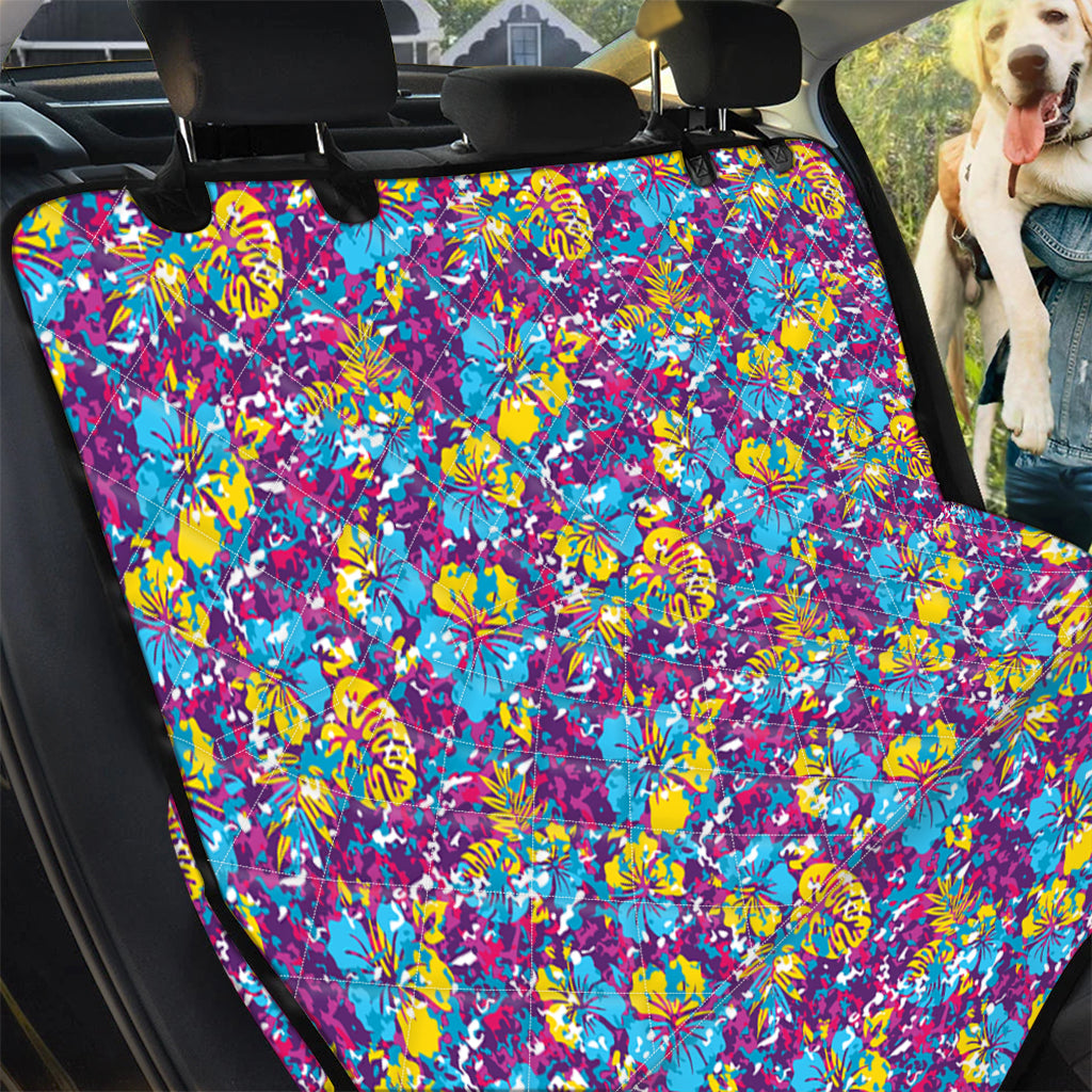 Colorful Aloha Camouflage Flower Print Pet Car Back Seat Cover