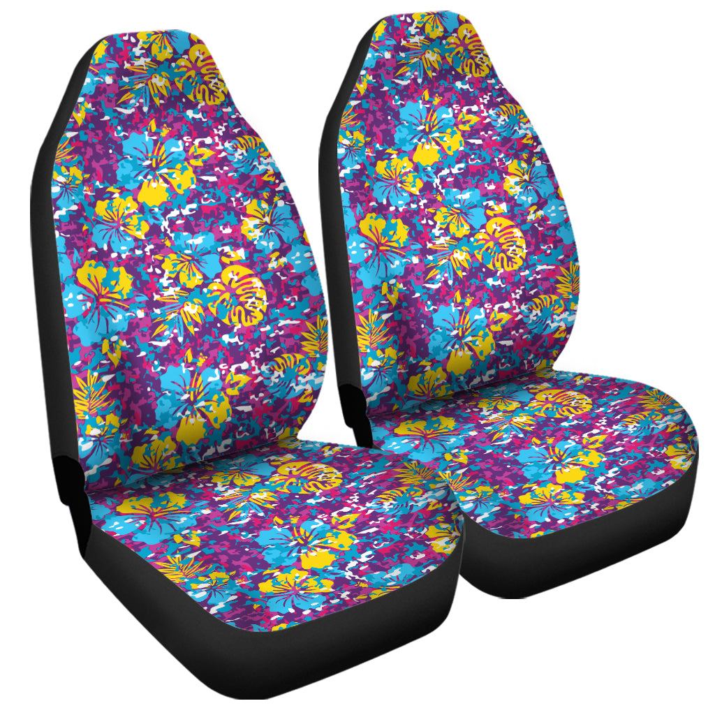 Colorful Aloha Camouflage Flower Print Universal Fit Car Seat Covers