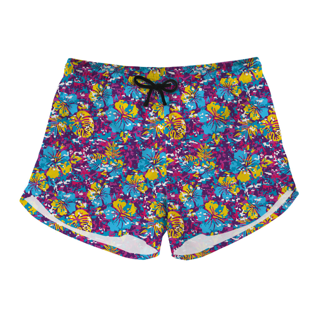 Colorful Aloha Camouflage Flower Print Women's Shorts