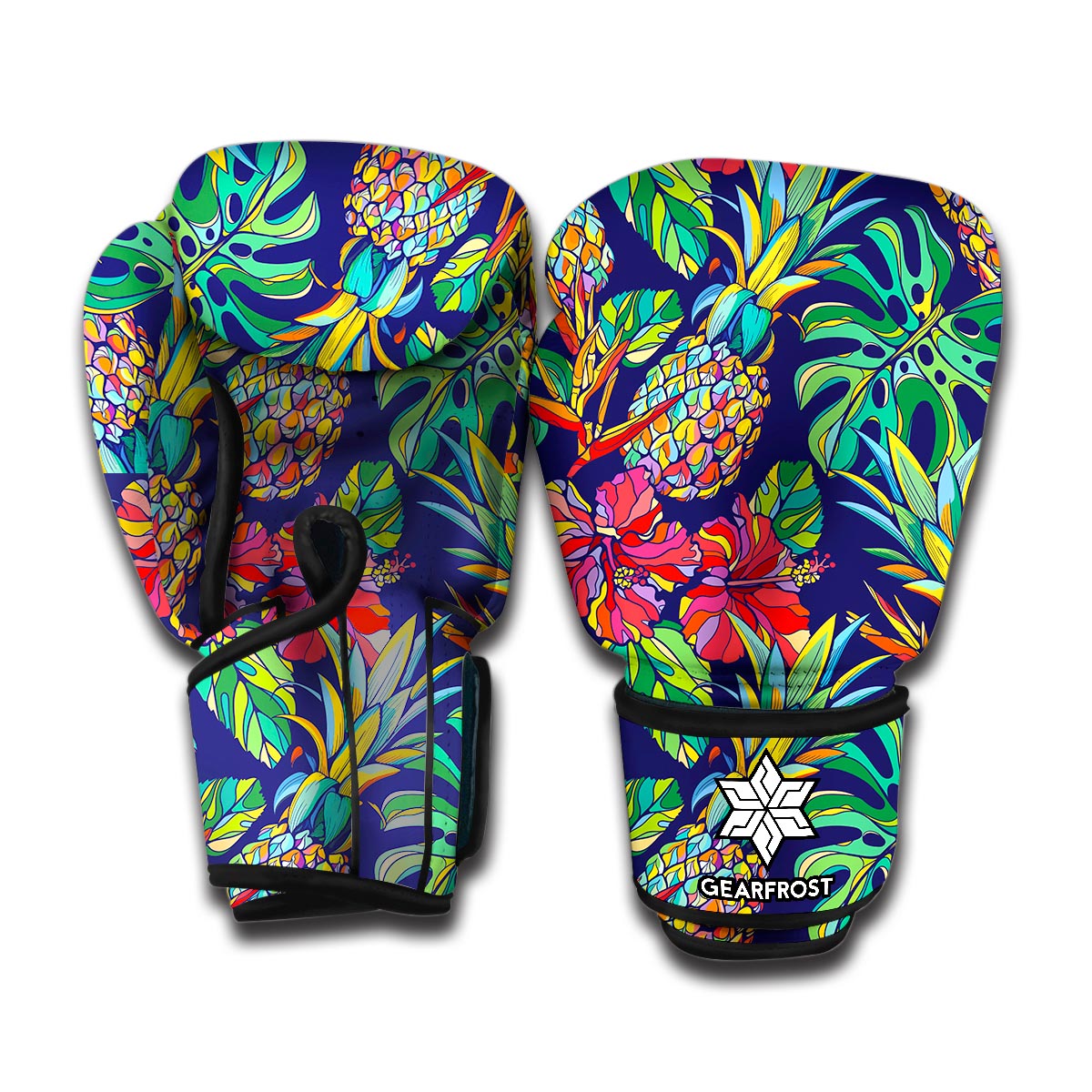 Colorful Aloha Pineapple Pattern Print Boxing Gloves