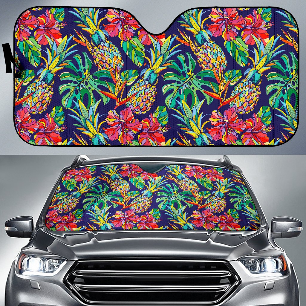 Colorful Aloha Pineapple Pattern Print Car Sun Shade