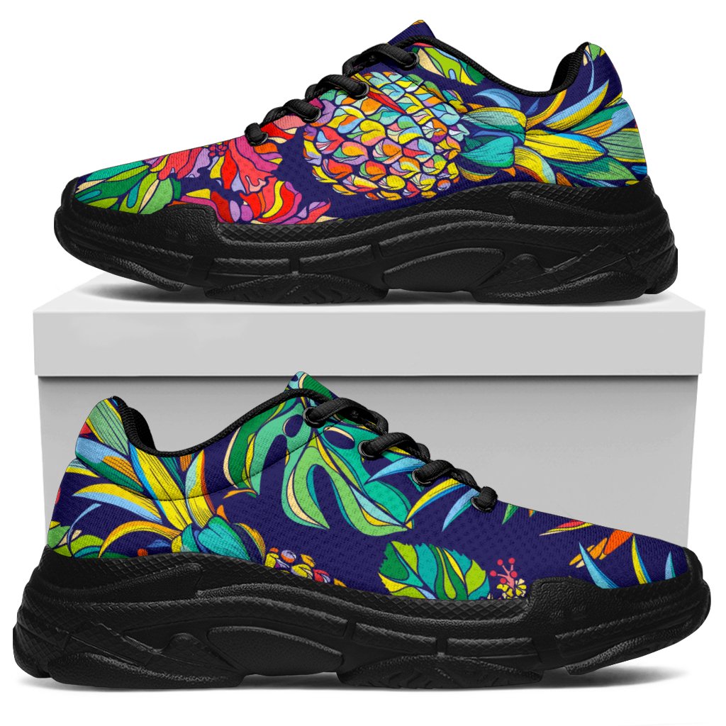 Colorful Aloha Pineapple Pattern Print Chunky Sneakers