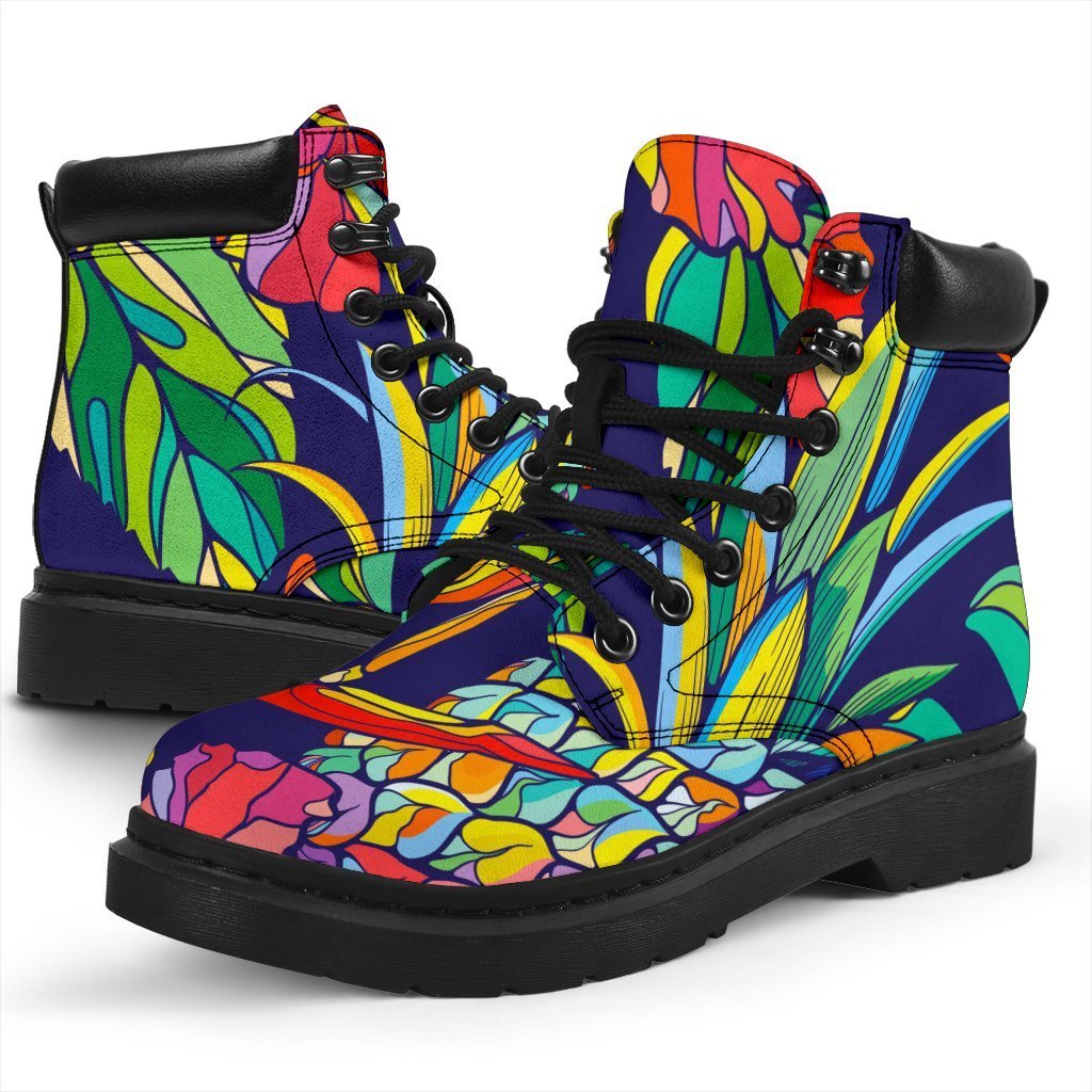 Colorful Aloha Pineapple Pattern Print Classic Boots