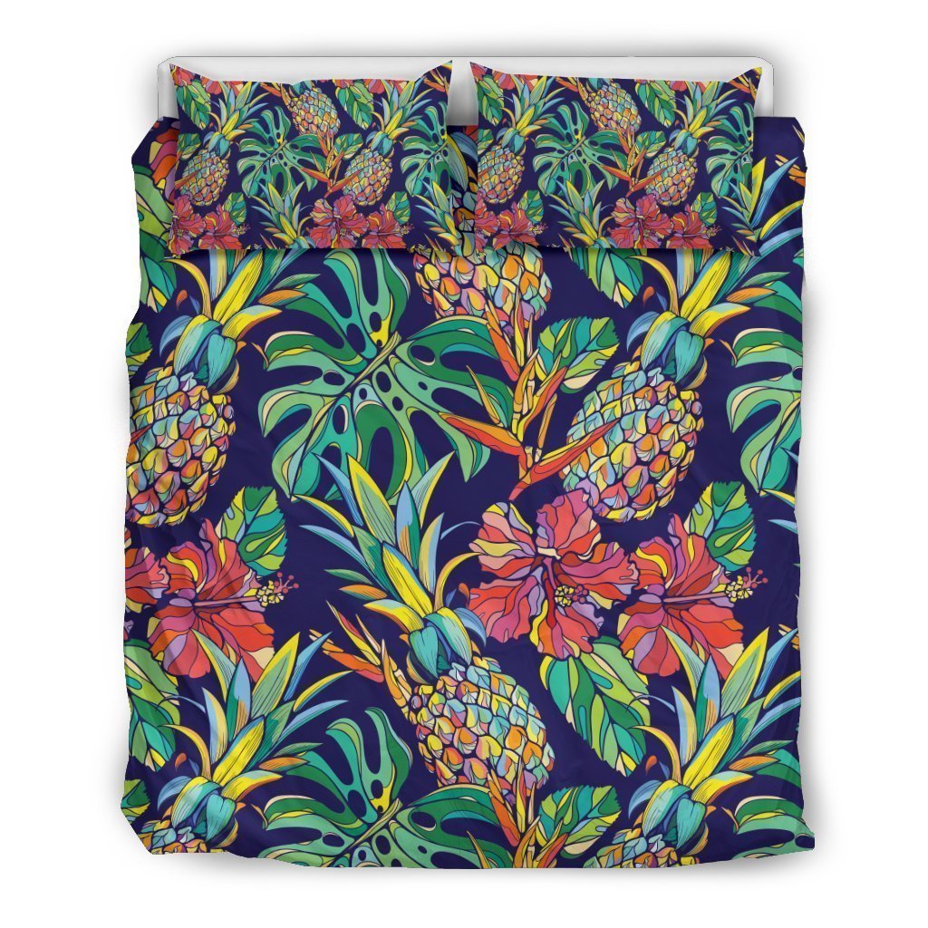 Colorful Aloha Pineapple Pattern Print Duvet Cover Bedding Set