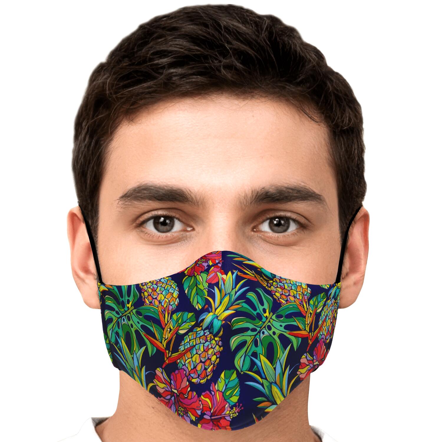 Colorful Aloha Pineapple Pattern Print Face Mask