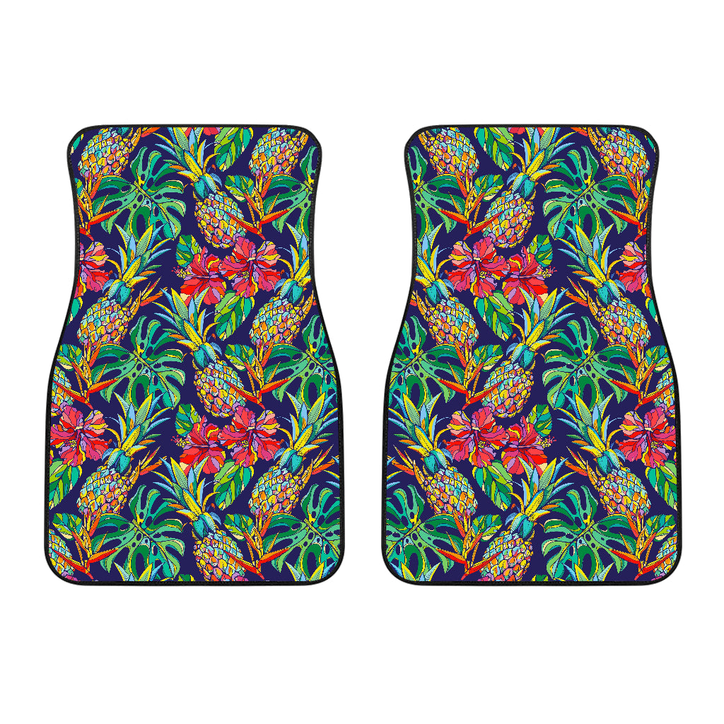 Colorful Aloha Pineapple Pattern Print Front Car Floor Mats