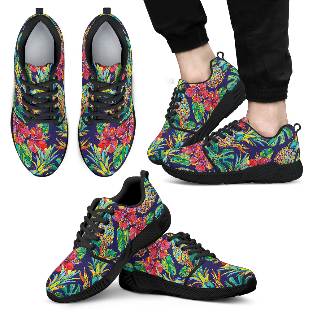 Colorful Aloha Pineapple Pattern Print Men's Athletic Shoes