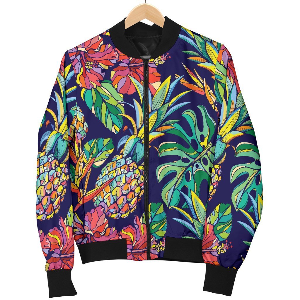 Colorful Aloha Pineapple Pattern Print Men's Bomber Jacket