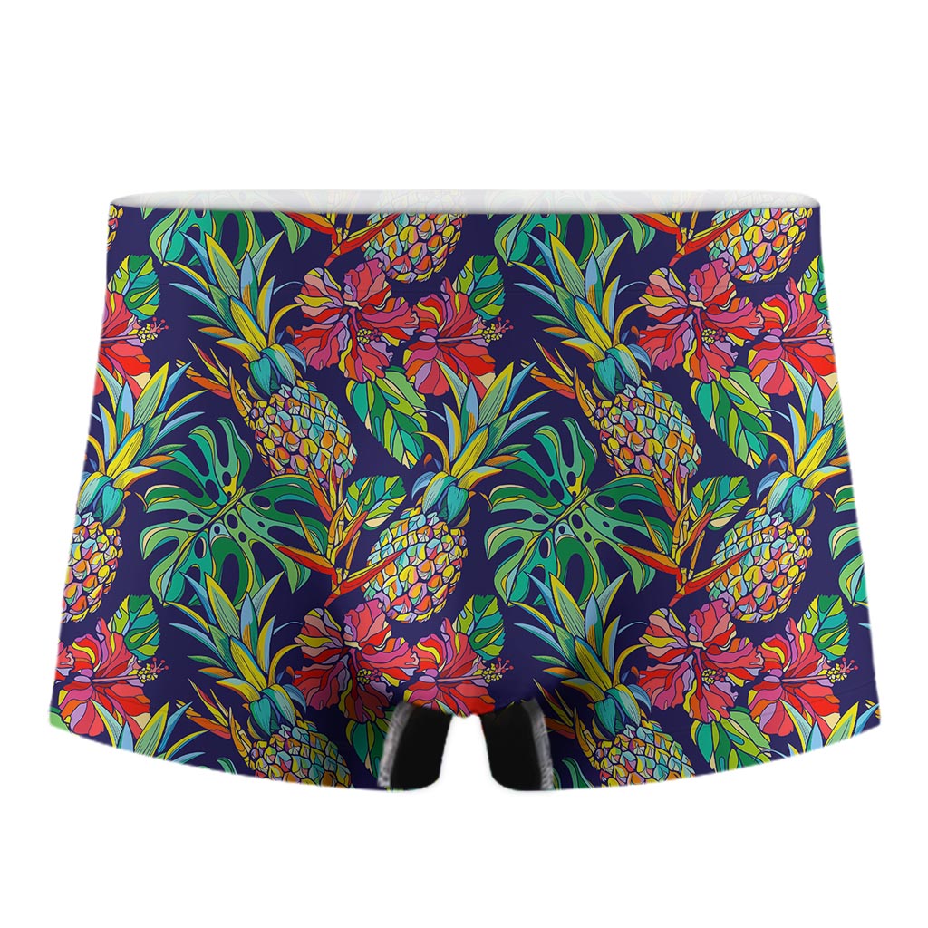 Colorful Aloha Pineapple Pattern Print Men's Boxer Briefs