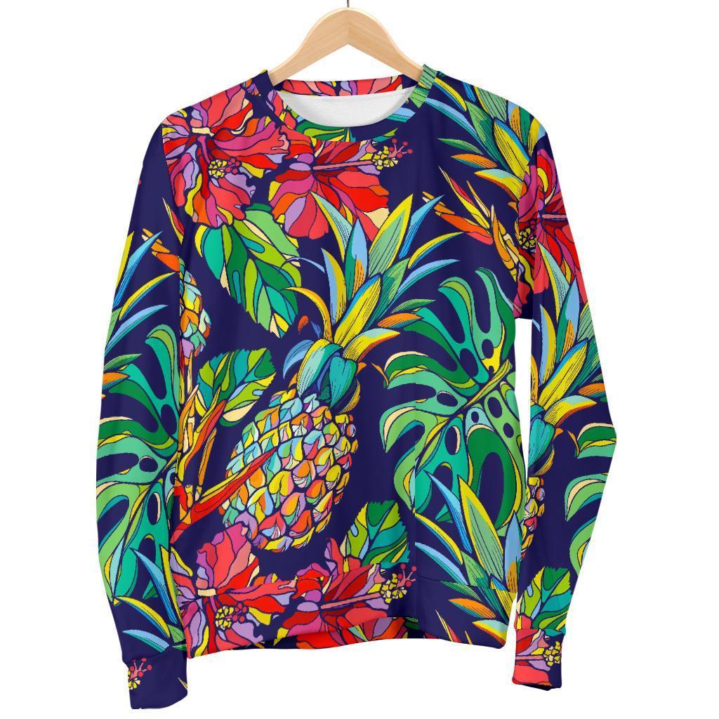 Colorful Aloha Pineapple Pattern Print Men's Crewneck Sweatshirt