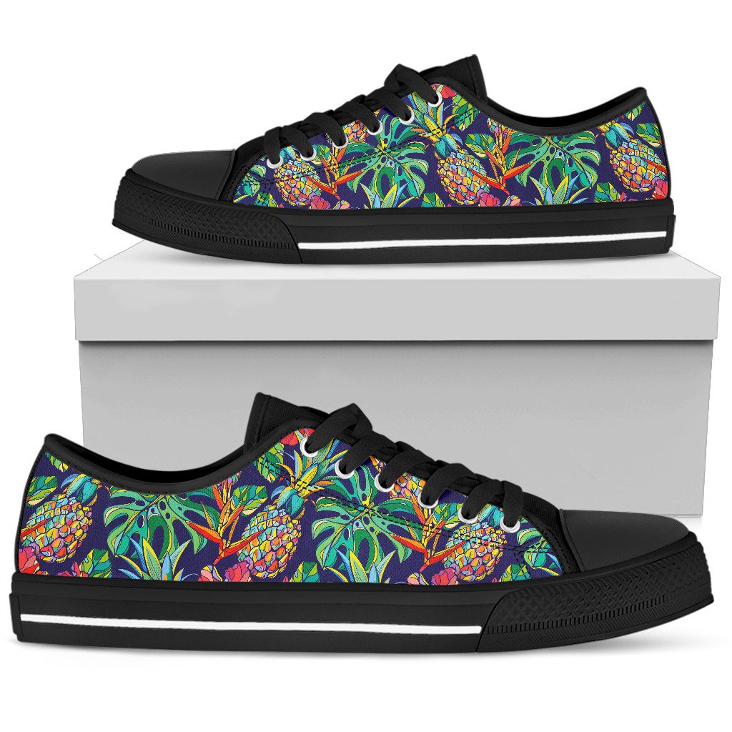 Colorful Aloha Pineapple Pattern Print Men's Low Top Shoes