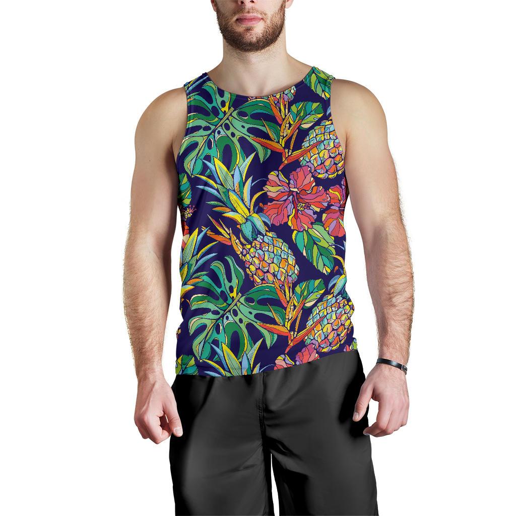 Colorful Aloha Pineapple Pattern Print Men's Tank Top