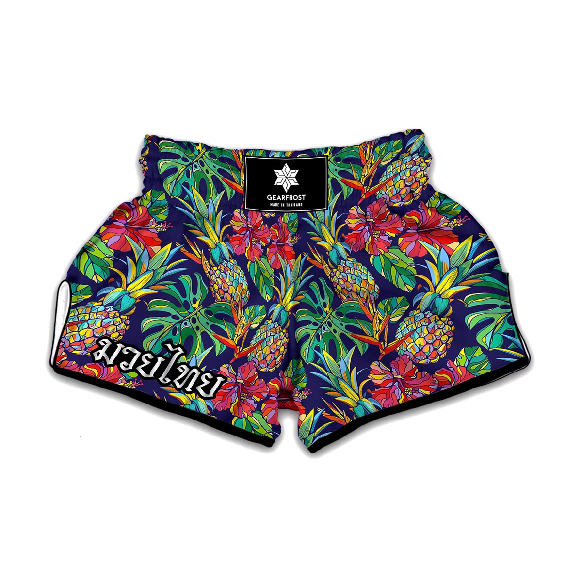 Colorful Aloha Pineapple Pattern Print Muay Thai Boxing Shorts