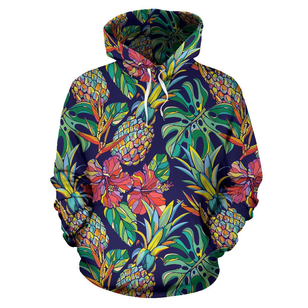 Colorful Aloha Pineapple Pattern Print Pullover Hoodie