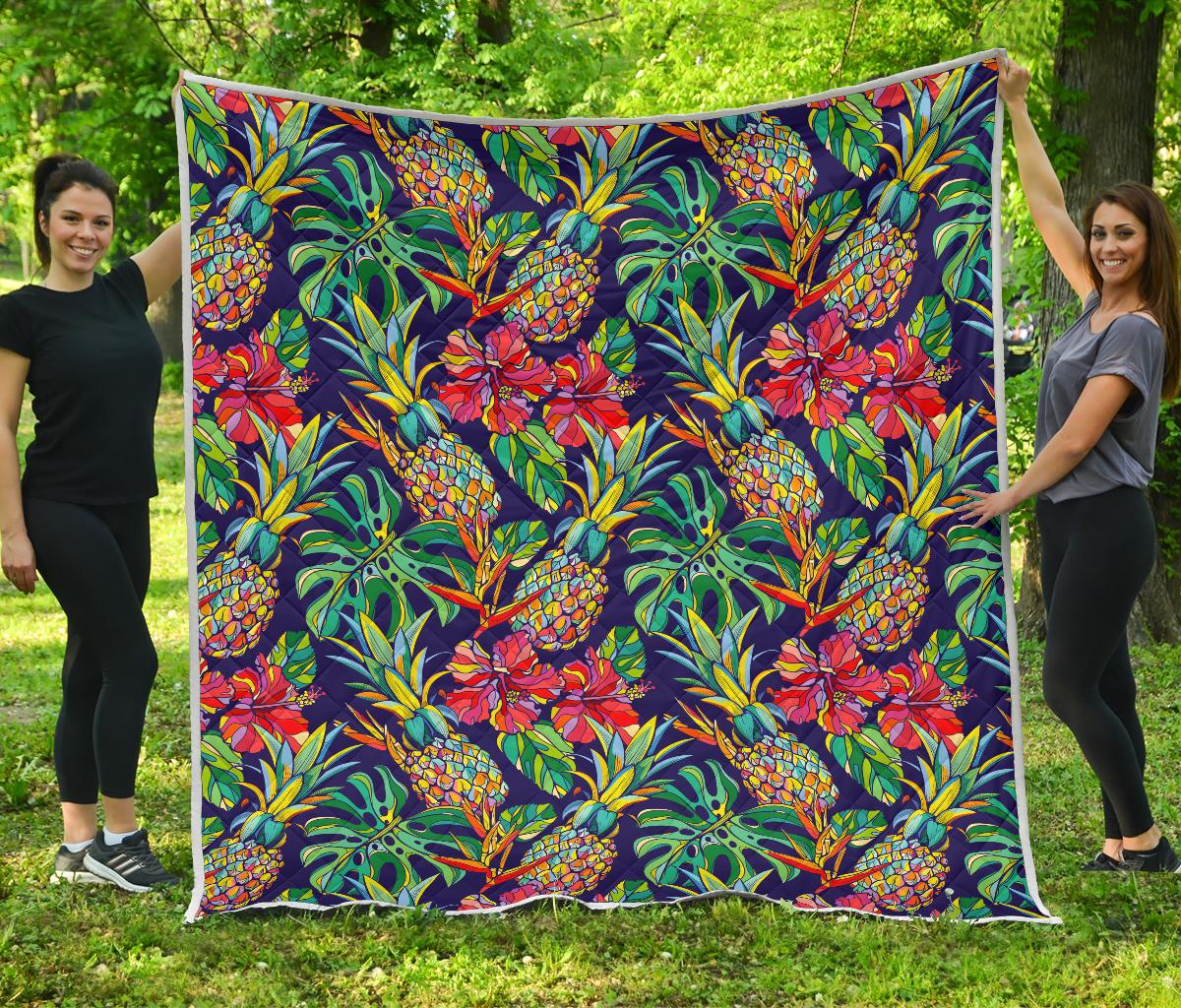 Colorful Aloha Pineapple Pattern Print Quilt