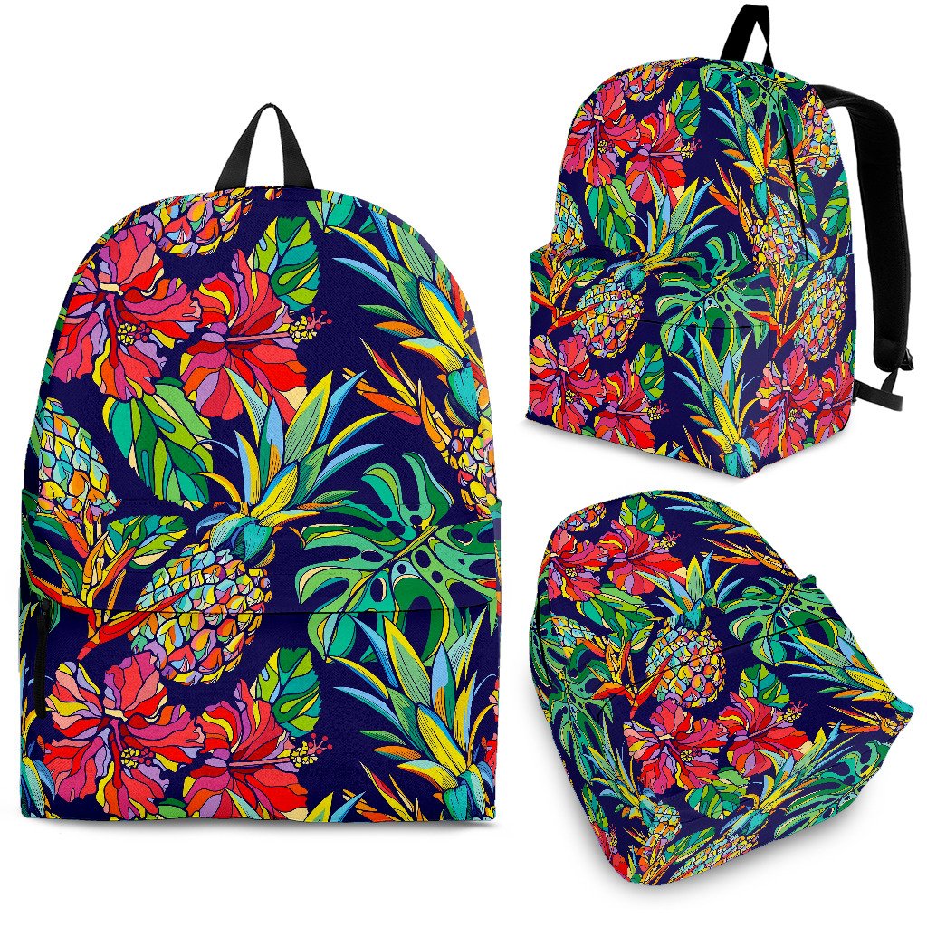 Colorful Aloha Pineapple Pattern Print School Backpack