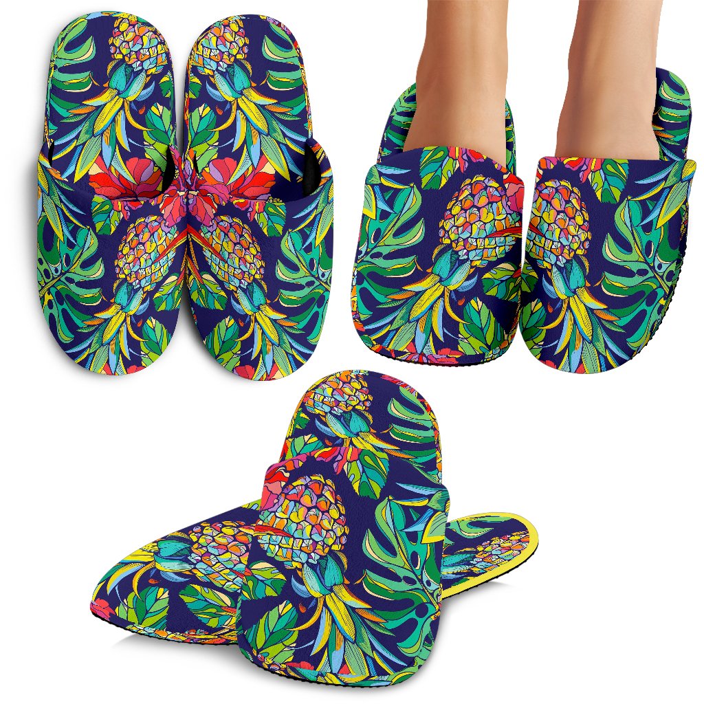 Colorful Aloha Pineapple Pattern Print Slippers