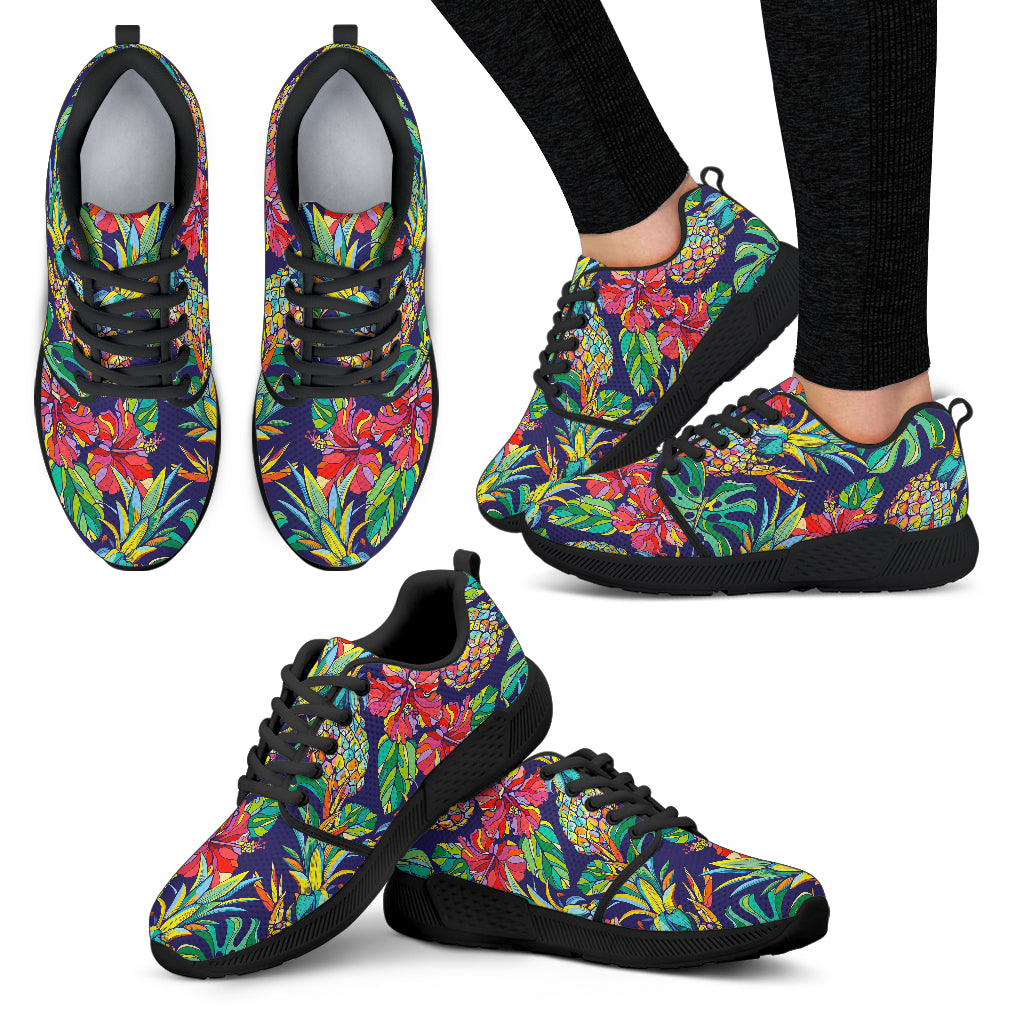 Colorful Aloha Pineapple Pattern Print Women's Athletic Shoes