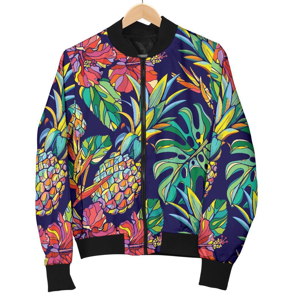 Colorful Aloha Pineapple Pattern Print Women's Bomber Jacket