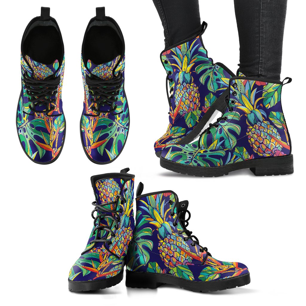 Colorful Aloha Pineapple Pattern Print Women's Boots