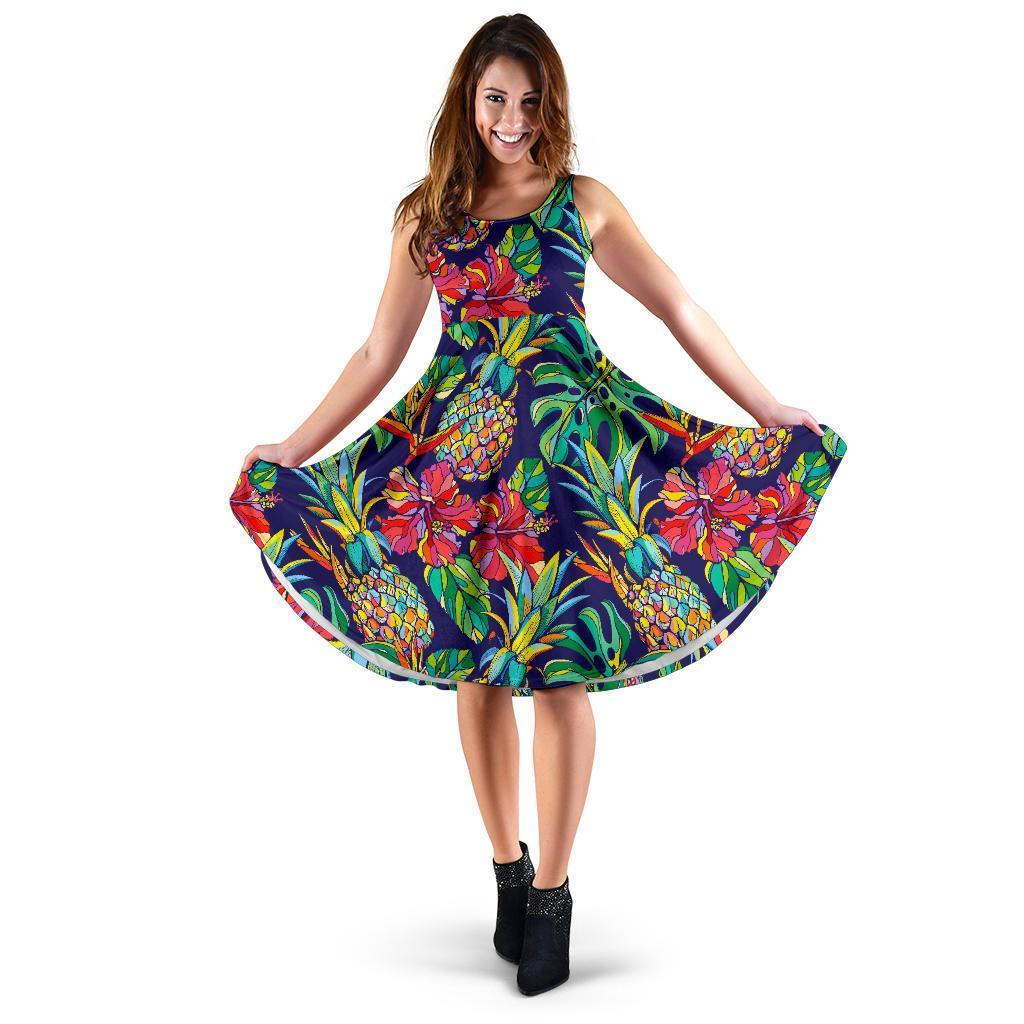 Colorful Aloha Pineapple Pattern Print Women's Dress