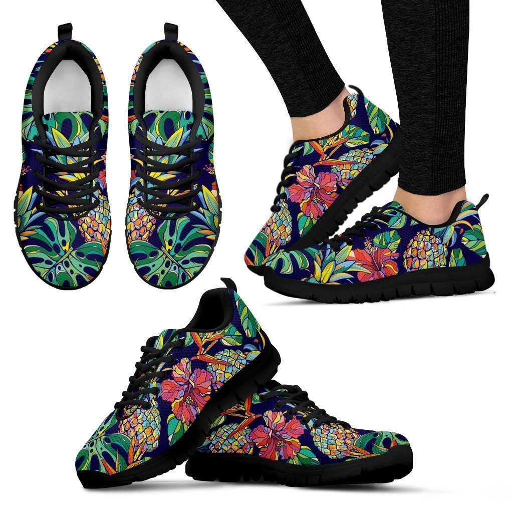 Colorful Aloha Pineapple Pattern Print Women's Sneakers