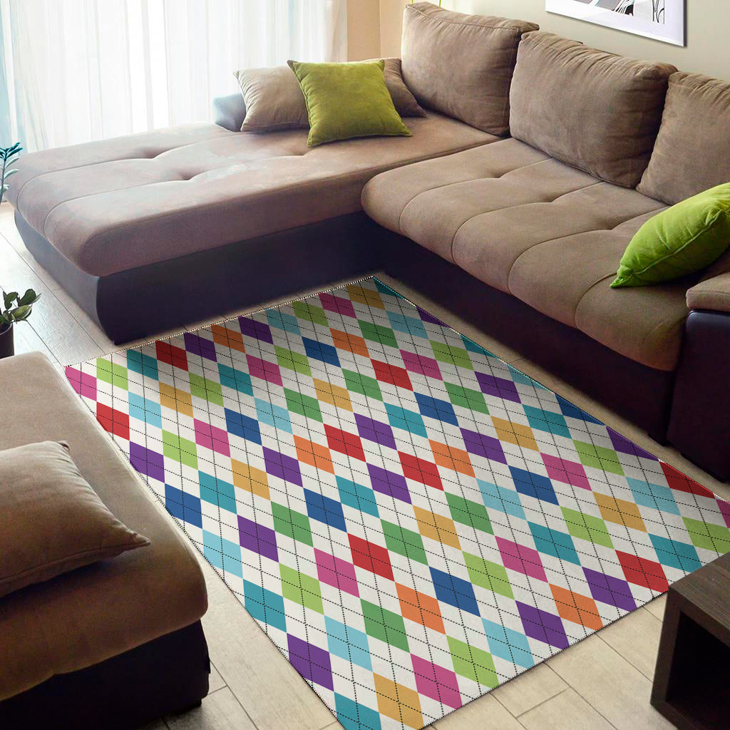 Colorful Argyle Pattern Print Area Rug