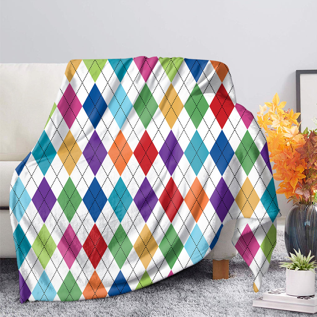 Colorful Argyle Pattern Print Blanket