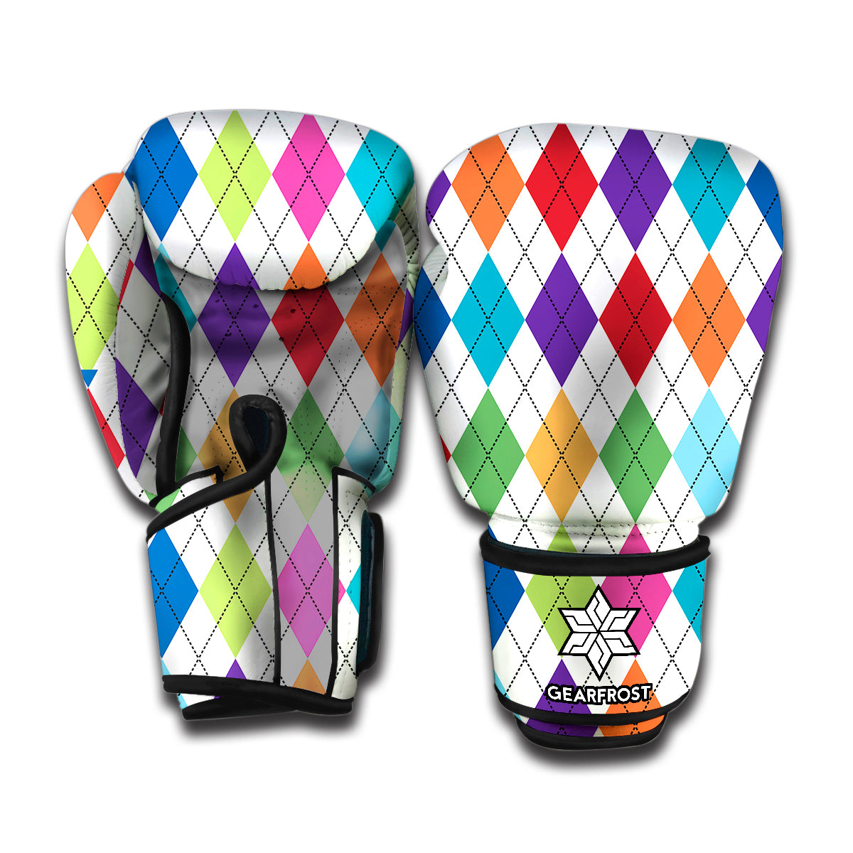 Colorful Argyle Pattern Print Boxing Gloves